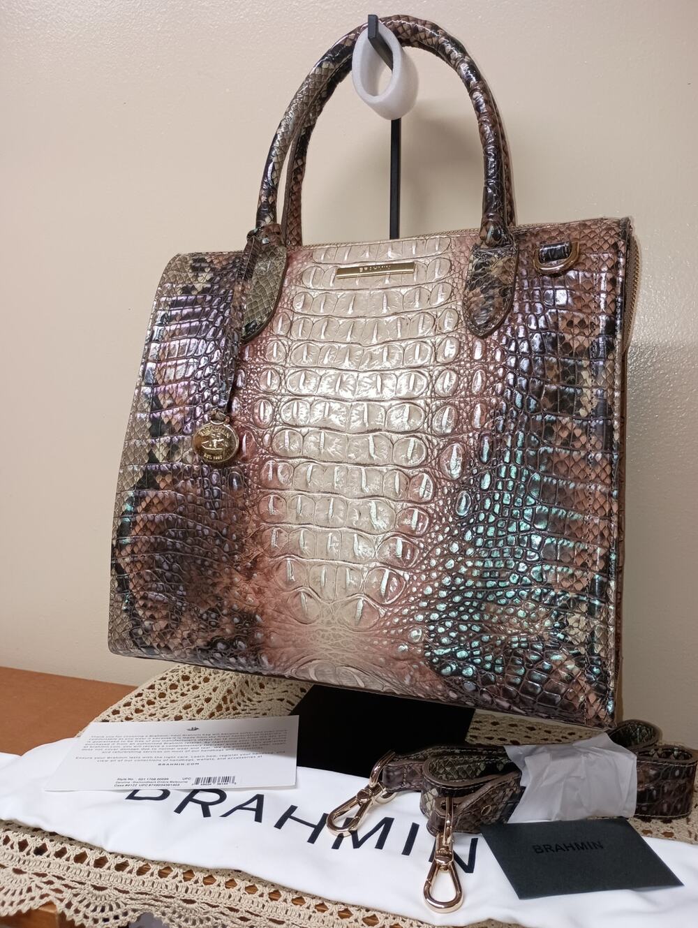 Brahmin Caroline Satchel Diamondback Ombre Snake Print HTF